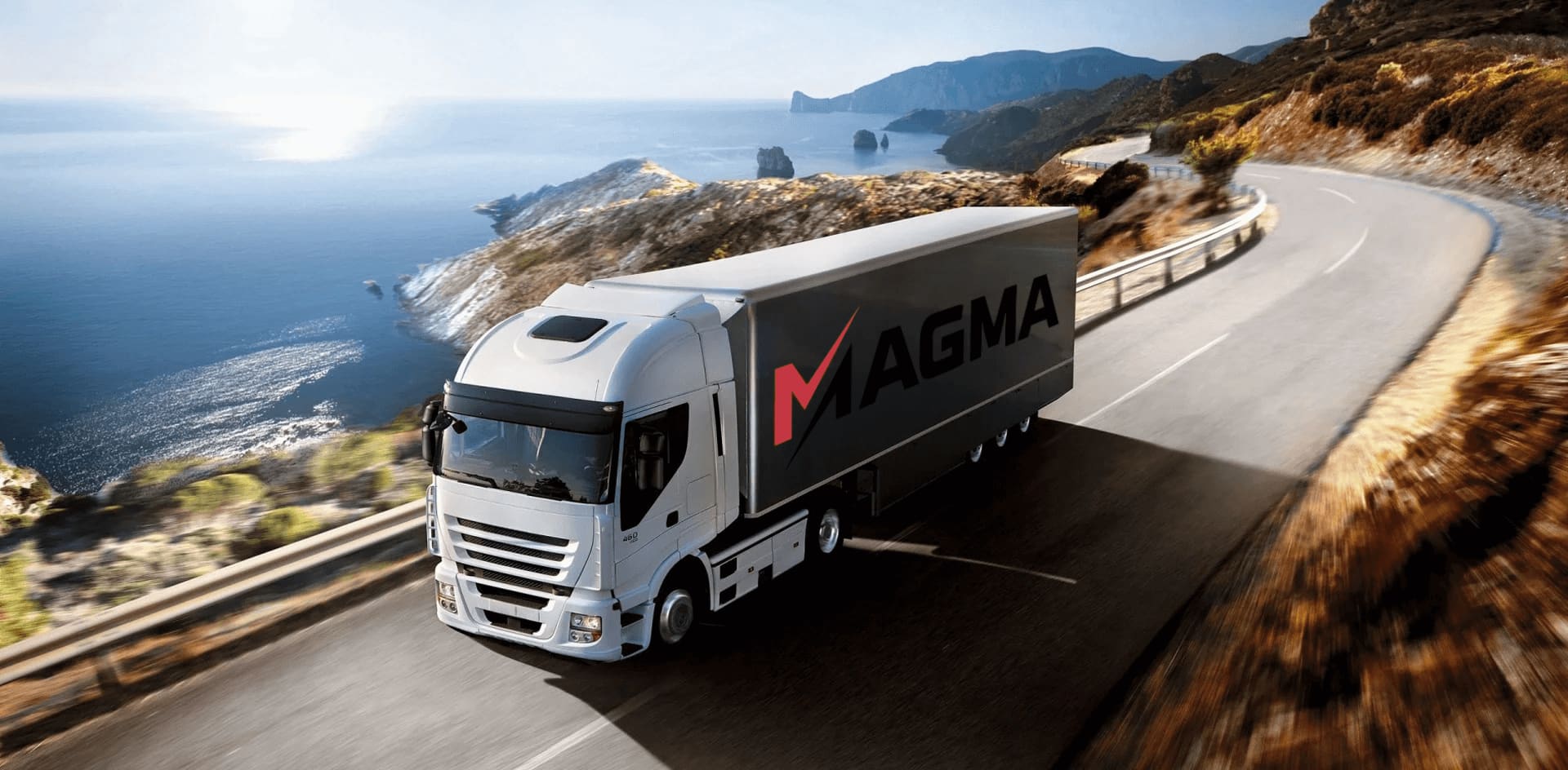 MAGMA branded truck on a coastal highway