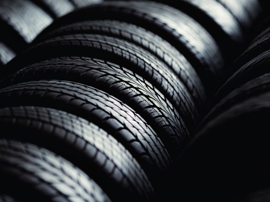 Stacked new tyres